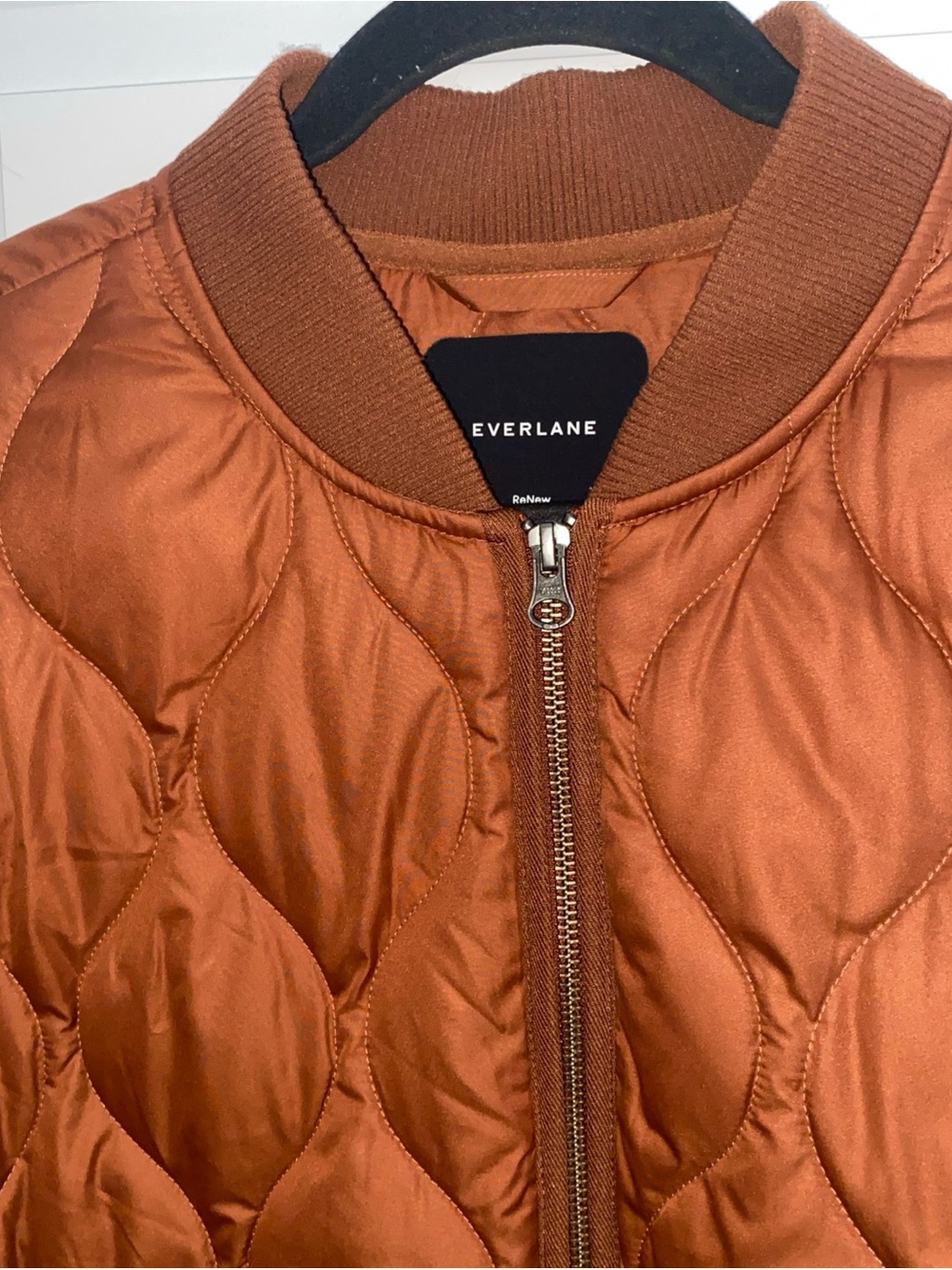 Everlane ReNew Long Liner Quilted Jacket Women’s Medium MIDI Rust Brown Tawny - Picture 15 of 16